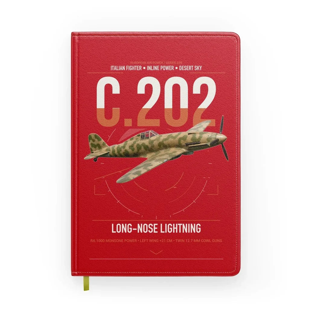 Macchi C.202 Folgore design on red notebook