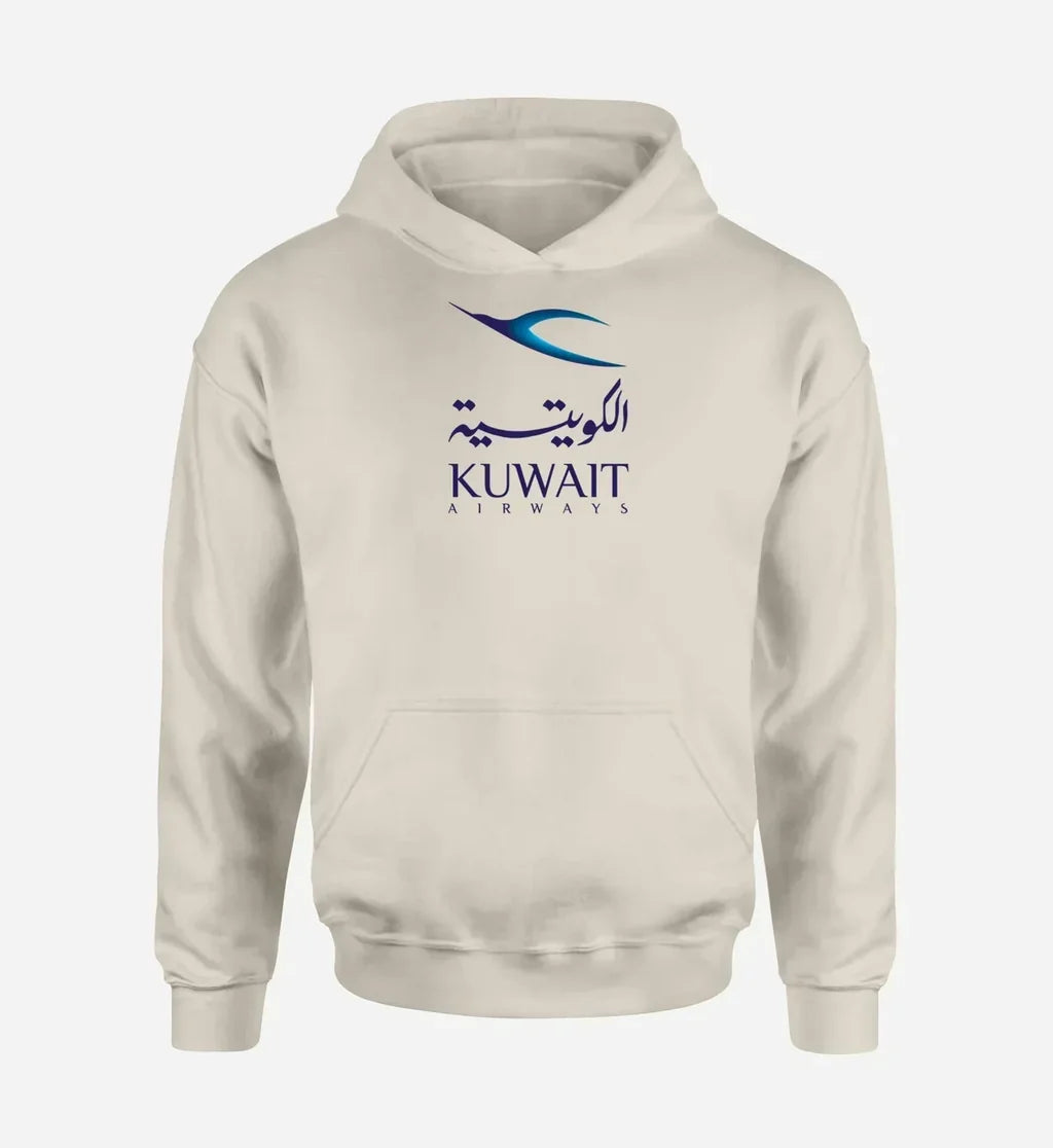 Kuwait Airways Airlines logo printed on khaki hoodie