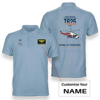 Thumbnail for Turkish Aerospace T625 Gökbey design on light blue+name double-side polo t-shirt, double-side print