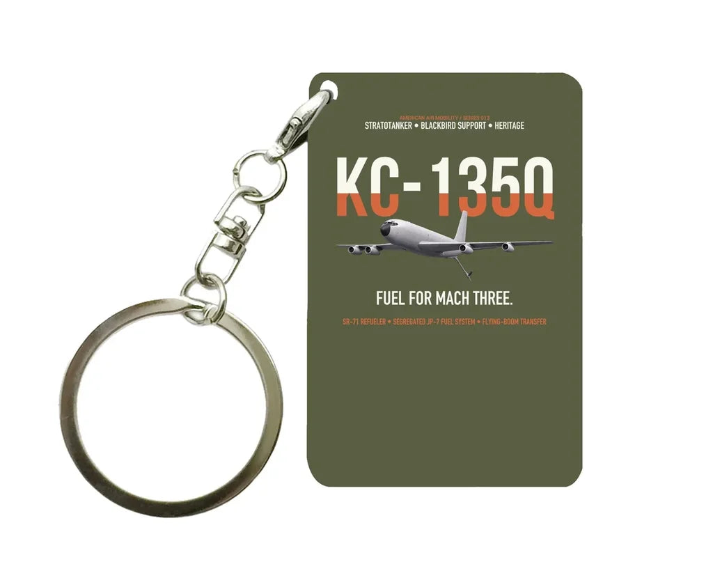 KC-135Q Blackbird Tanker design on green army designed key chain, double-side print