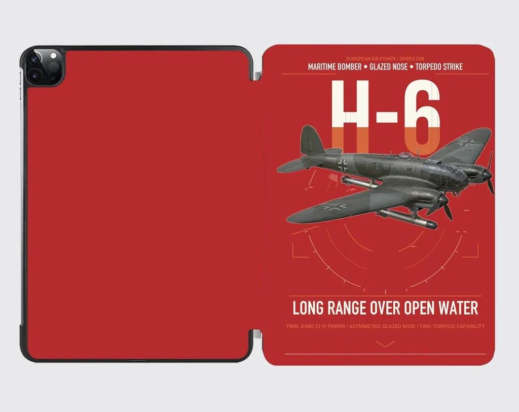 Heinkel He 111H-6 design on red ipad tablet case