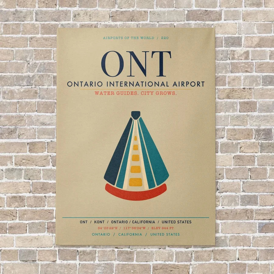 Ontario International Airport ONT vertical canvas print - no frame - beige background
