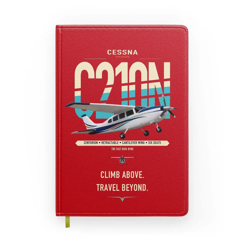 Cessna T210N Centurion design on red notebook