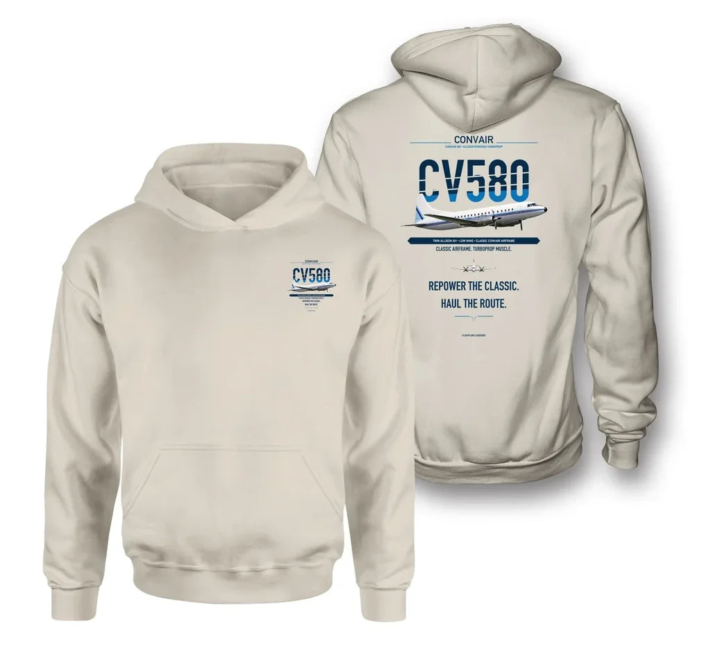 Convair 580 design on khaki hoodie