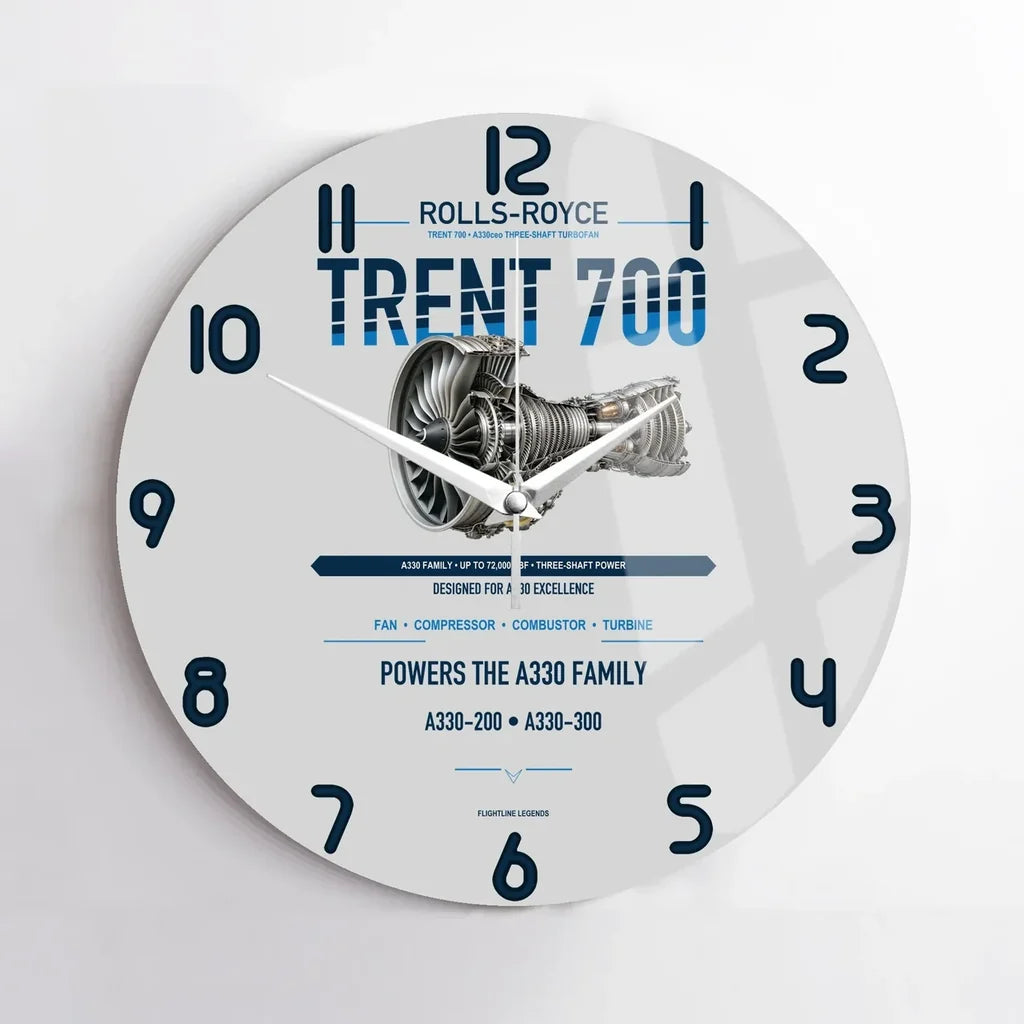 TRENT 700 design on light gray no frame wall clock