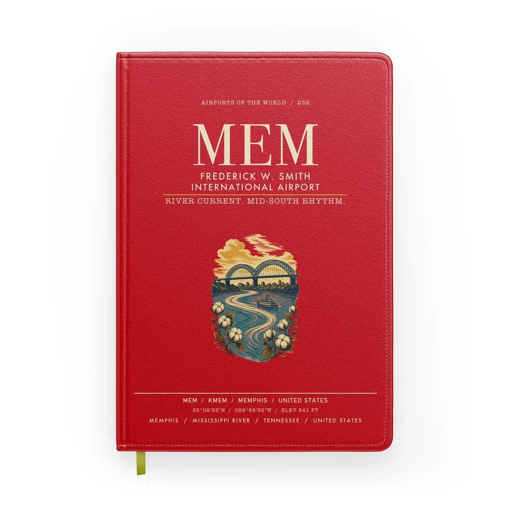 Frederick W. Smith International Airport Memphis (MEM) design on red notebook