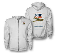 Thumbnail for IAR 80C design on white premium zipped hoodie, double-side print