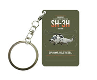 Thumbnail for Sikorsky SH-3H Sea King design on green army designed key chain, double-side print