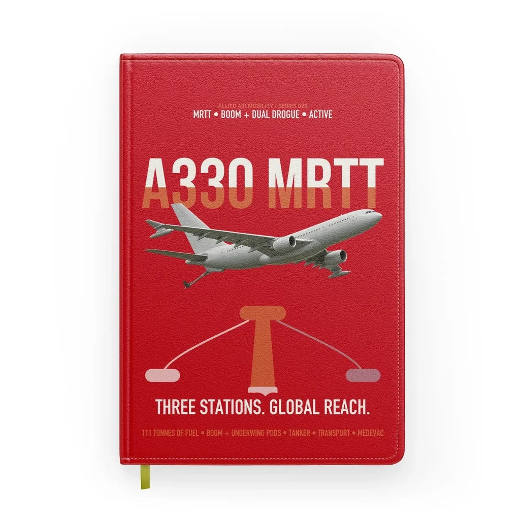 Airbus A330 MRTT design on red notebook