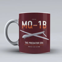 Thumbnail for MQ-1B Predator design on dark red ceramic mug, double-side print