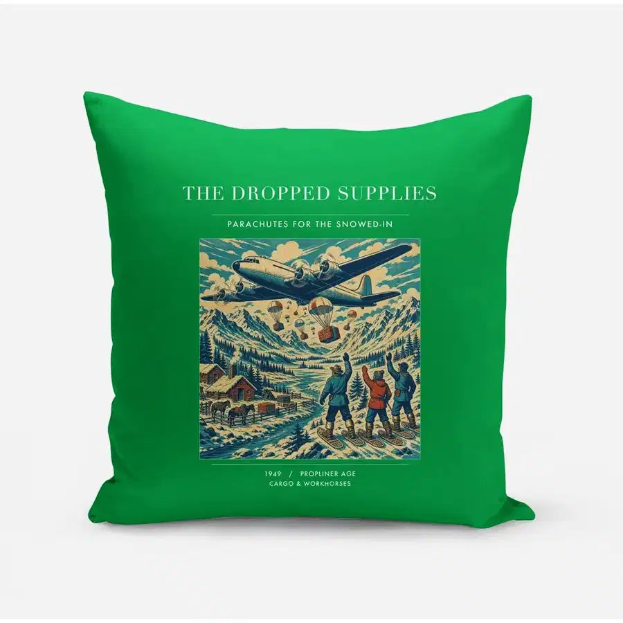 VINTAGE G4234 - The Dropped Supplies - Designed Pillows design on green
