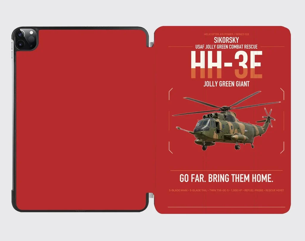 Sikorsky HH-3E Jolly Green Giant design on red ipad tablet case