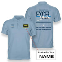 Thumbnail for Cessna Citation Excel design on light blue+name double-side polo t-shirt, double-side print
