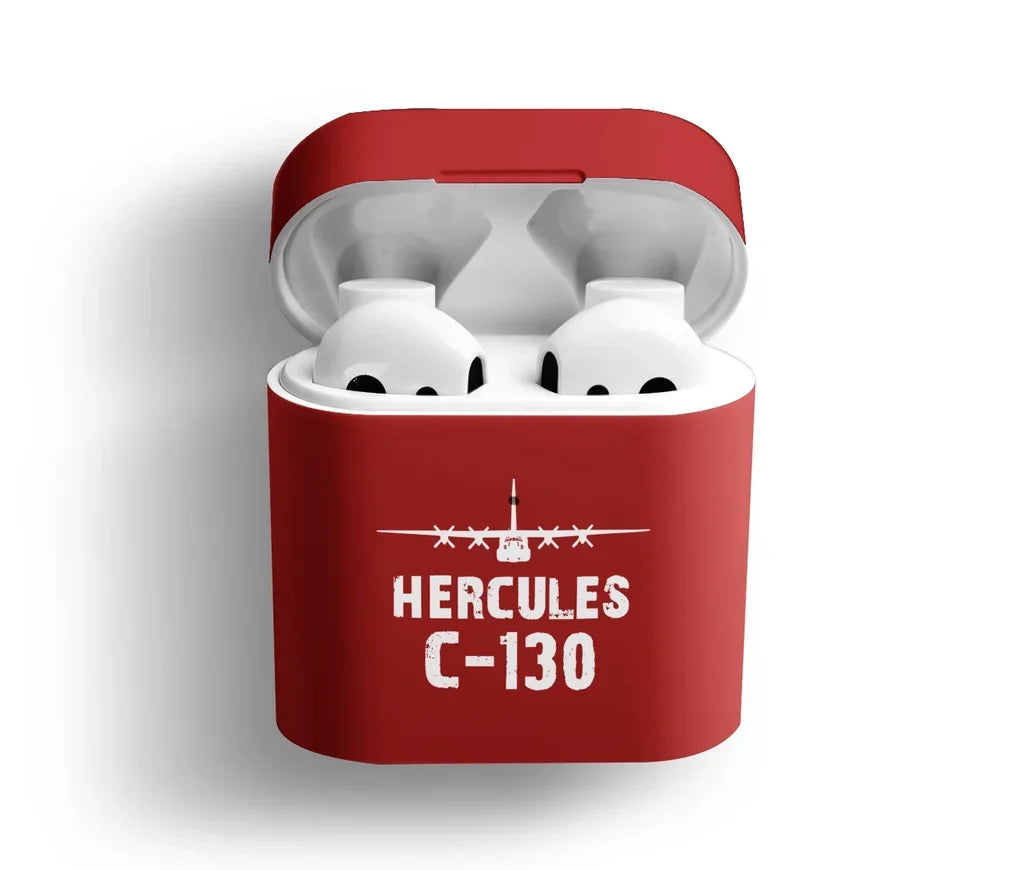 Military Transport Airplane C 130 AirPods plastic case - Red