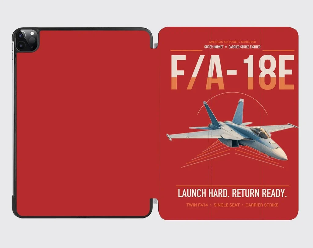 F-A-18E Super Hornet design on red ipad tablet case