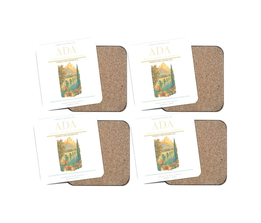 Adana Sakirpasa Airport ADA Coaster 4-Pieces-Set - White