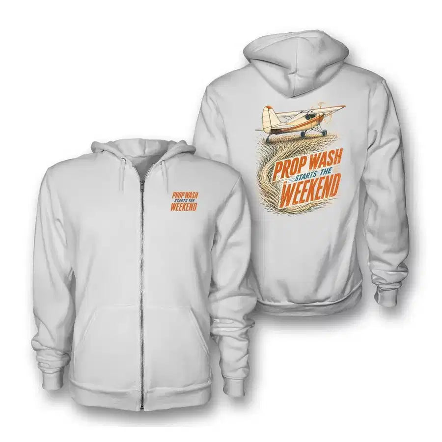 SIGNAL 647 - Prop Wash Starts The Weekend - Zipped Hoodie design on white zipped hoodie