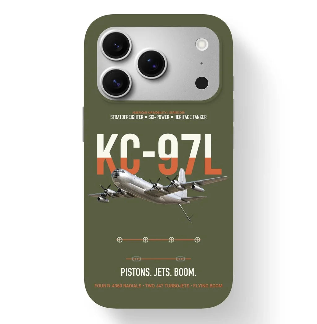 KC-97L STRATOFREIGHTER design on green army magsafe iphone case, for iPhone 17 Pro