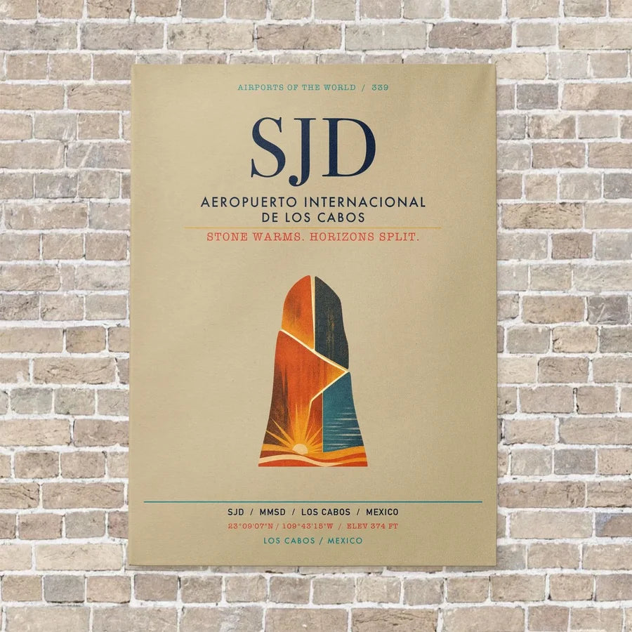 Aeropuerto Internacional de Los Cabos SJD vertical canvas print - no frame - beige background