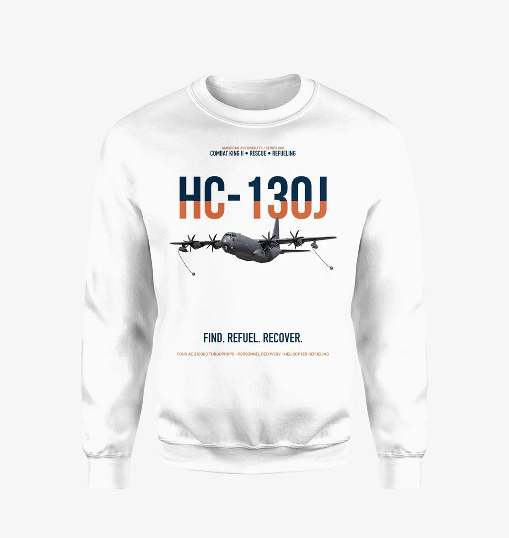 HC-130J COMBAT KING II design on white sweatshirt