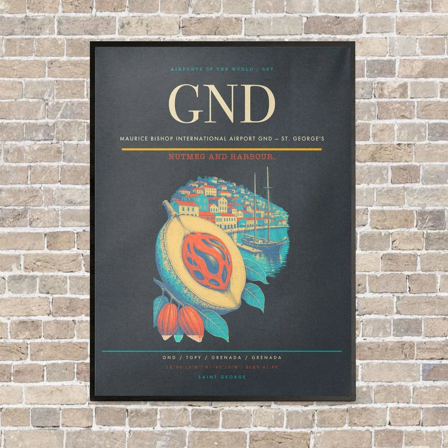 Maurice Bishop International Airport GND — St. George's vertical canvas print - framed - gray background