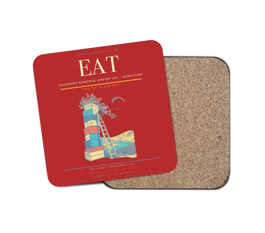 Pangborn Memorial Airport (EAT) design on red 1 piece coaster