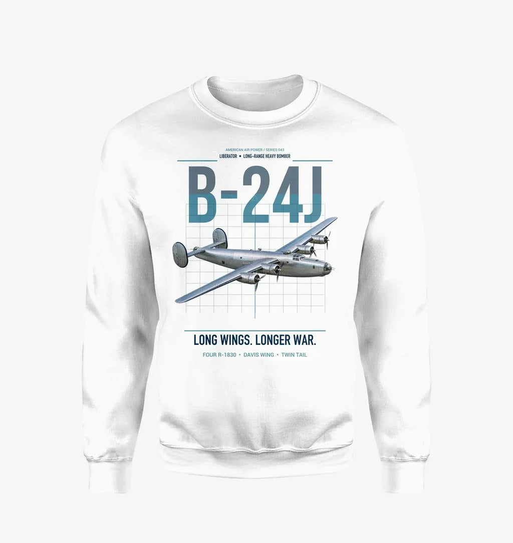B-24J Liberator design on white sweatshirt