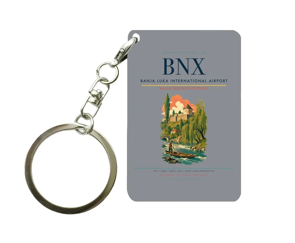 Banja Luka International Airport (BNX) design on gray key chain