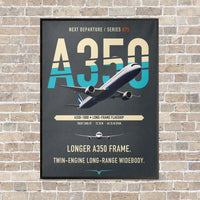 Thumbnail for Airbus A350-1000 vertical canvas print - framed - gray background