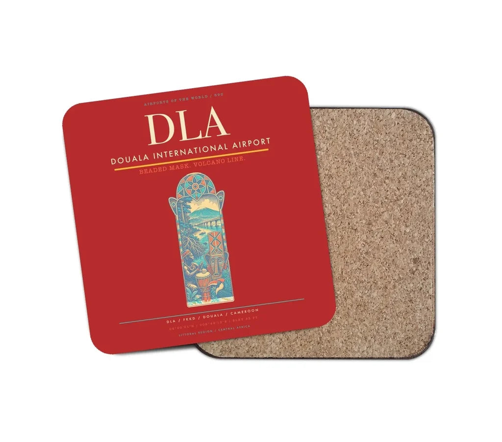 Douala International Airport (DLA) design on red 1 piece coaster