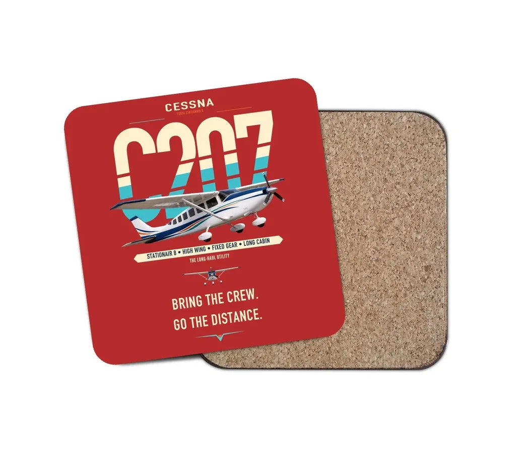 Cessna T207A Stationair 8 design on red 1 piece coaster