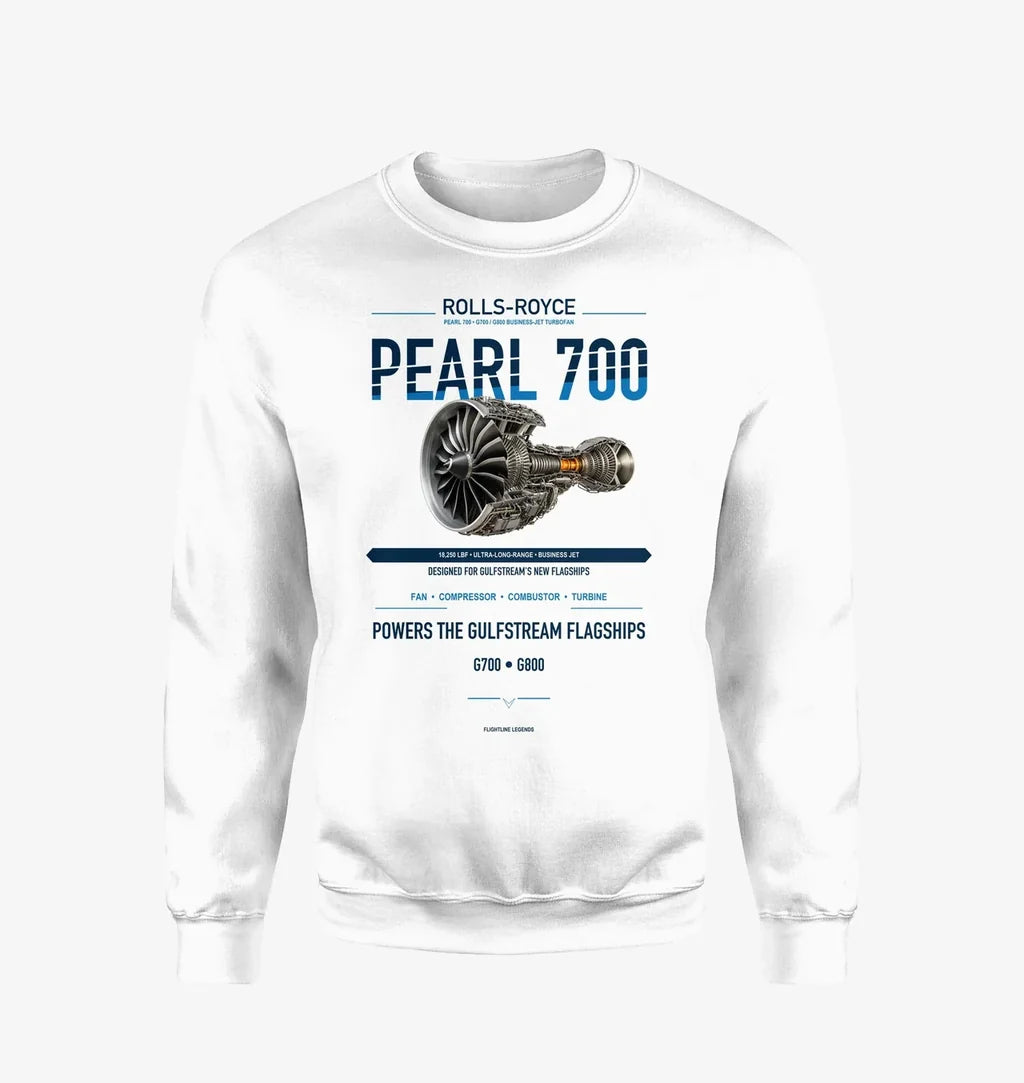 PEARL 700 design on white sweatshirt