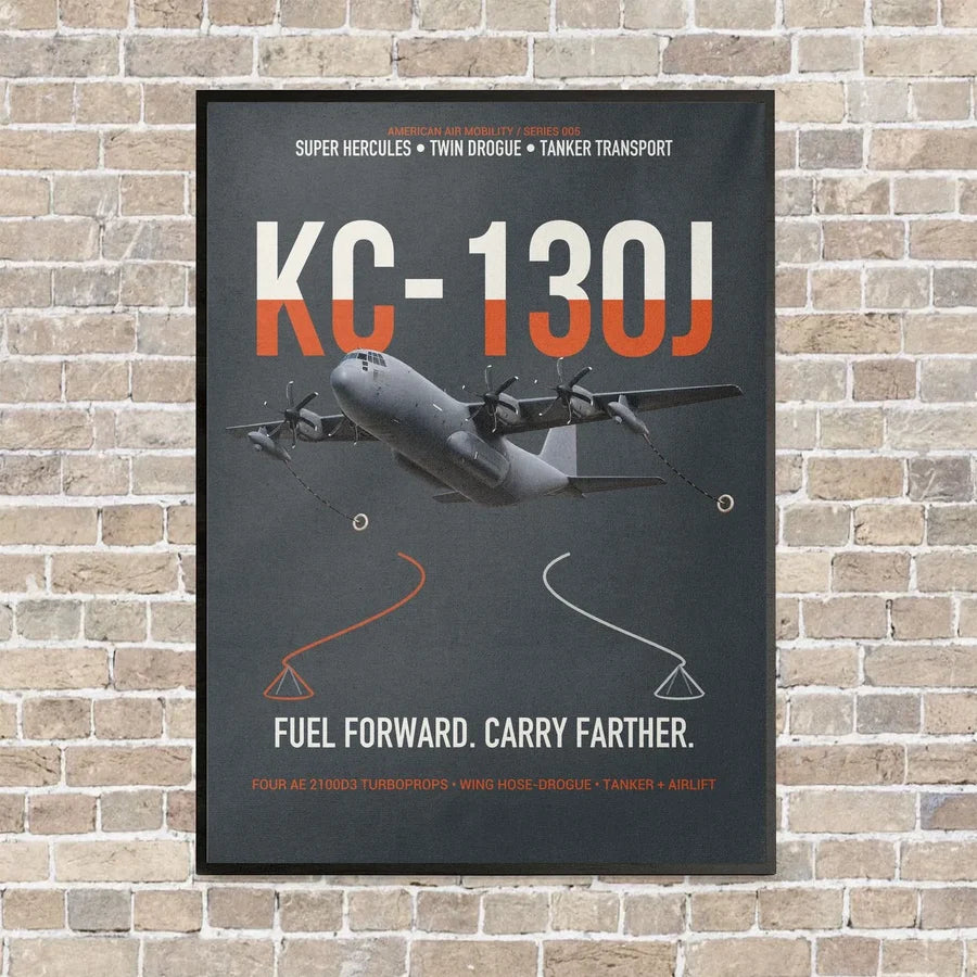 KC-130J SUPER HERCULES vertical canvas print - framed - gray background