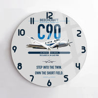 Thumbnail for Beechcraft King Air C90 design on light gray no frame wall clock