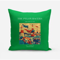 Thumbnail for VINTAGE G4046 - The Pylon Racers - Designed Pillows design on green