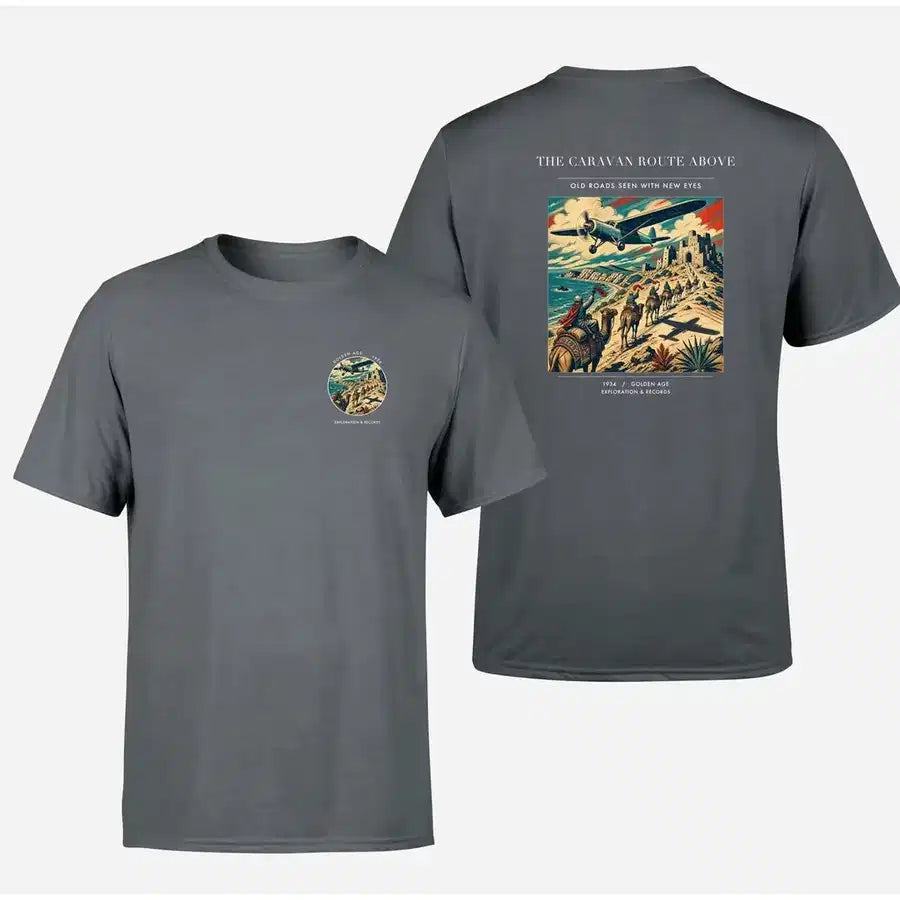 VINTAGE G4332 - The Caravan Route Above - Double-Side T-Shirt design on gray double side t shirt