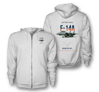 Thumbnail for F-14A TOMCAT design on white zipped hoodie