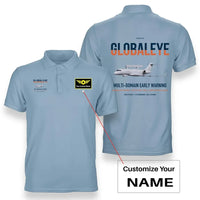 Thumbnail for Saab GlobalEye design on light blue+name double-side polo t-shirt, double-side print