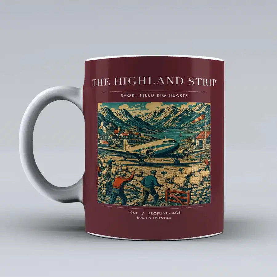 VINTAGE G4097 - The Highland Strip - Ceramic Mug design on darkred