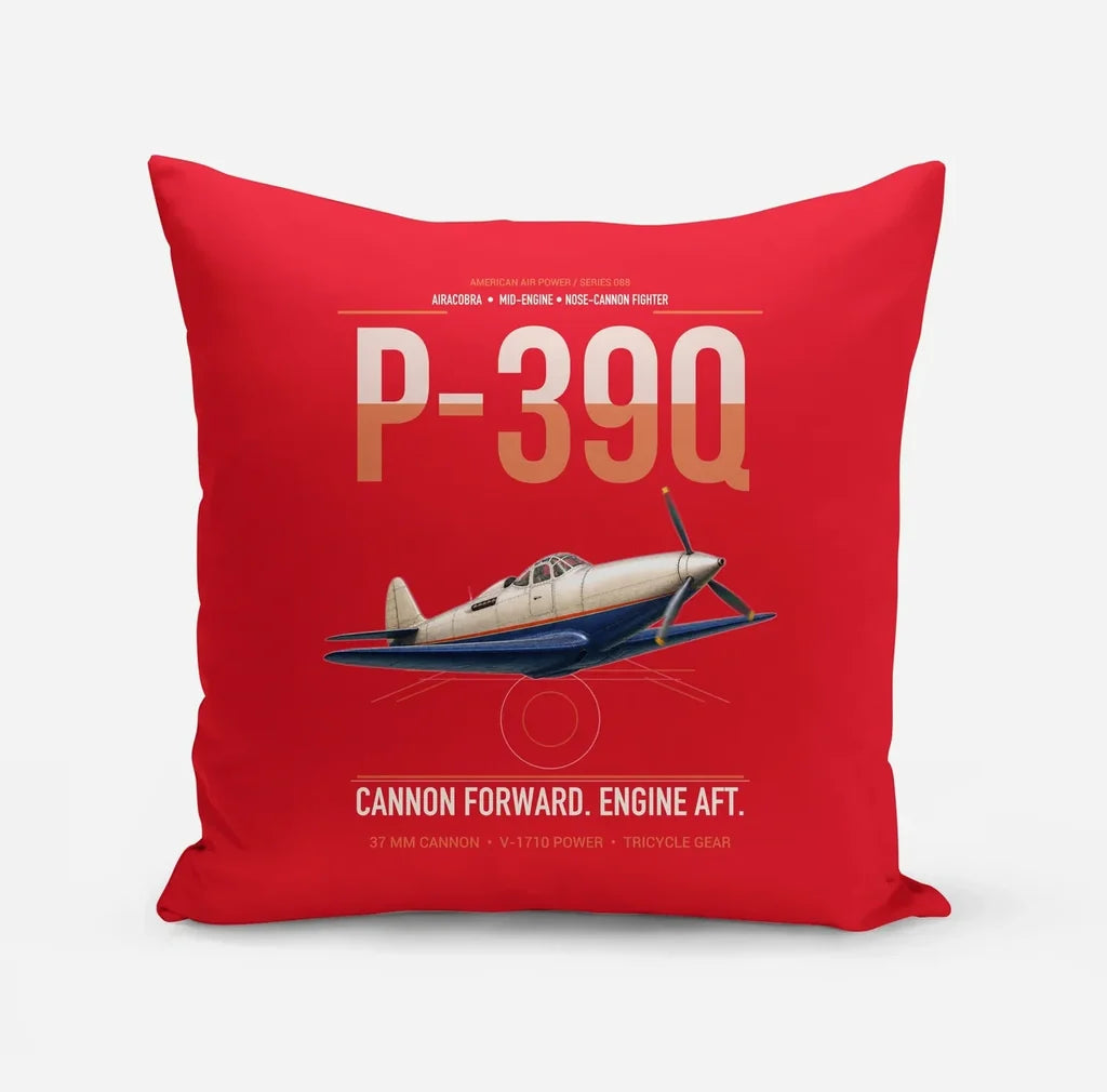 P-39Q Airacobra design on red pillow