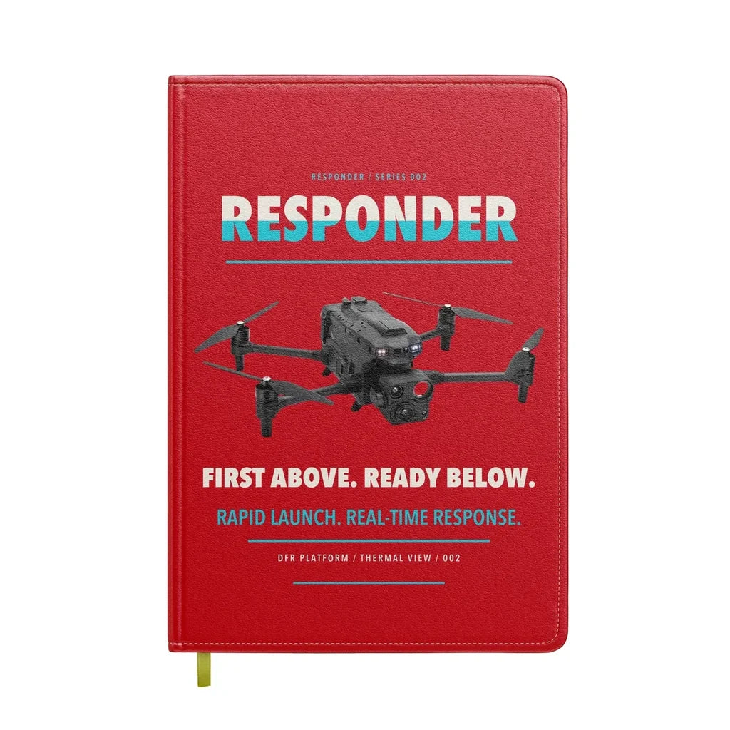 BRINC Responder design on red notebook