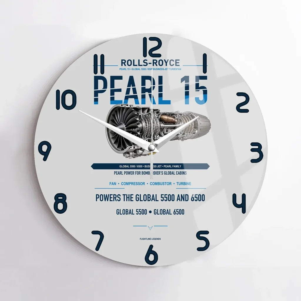 PEARL 15 design on light gray no frame wall clock
