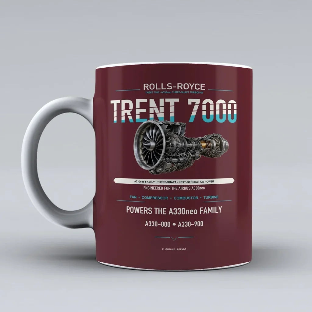 7000 Mug design on dark red trent