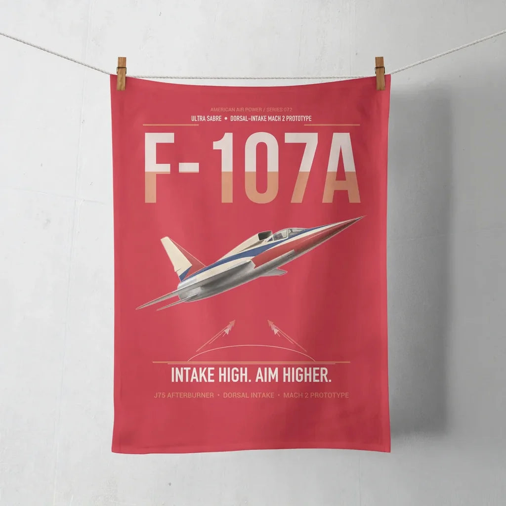 F-107A Ultra Sabre design on red towel