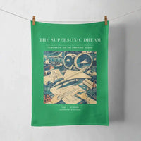 Thumbnail for VINTAGE G4128 - The Supersonic Dream - Designed Towels design on green