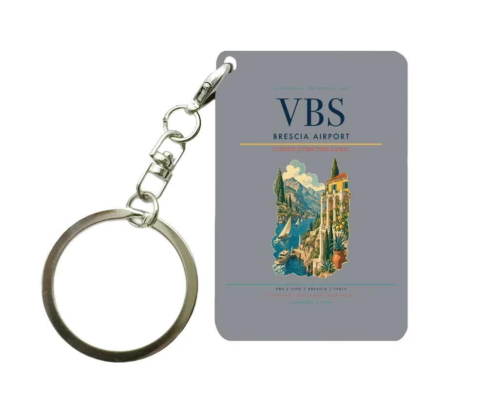 Brescia Airport (VBS) design on gray key chain