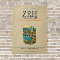 Thumbnail for Zurich Airport ZRH vertical canvas print - no frame - beige background