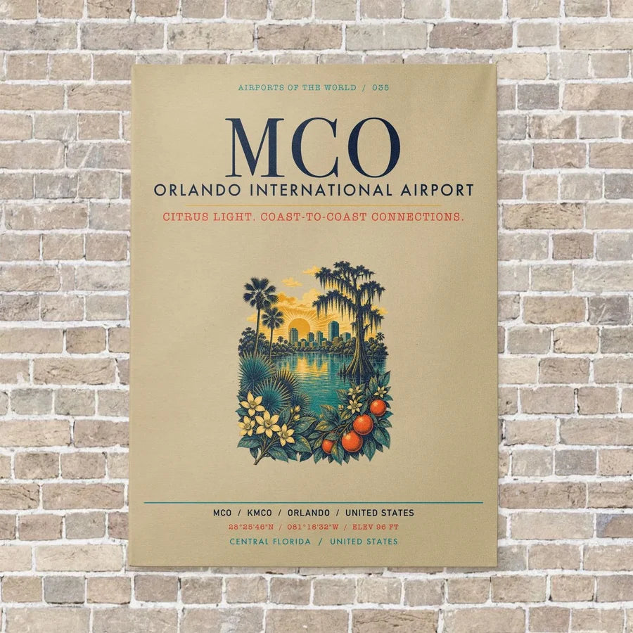 Orlando International Airport MCO vertical canvas print - no frame - beige background