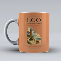 Thumbnail for Langeoog Airport (LGO) airport code design on orange ceramic mug