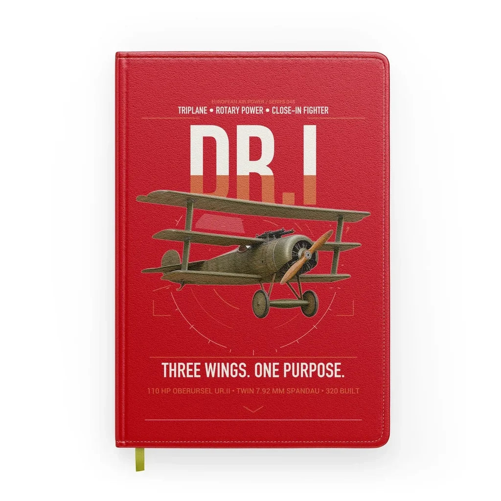 Fokker Dr.I design on red notebook